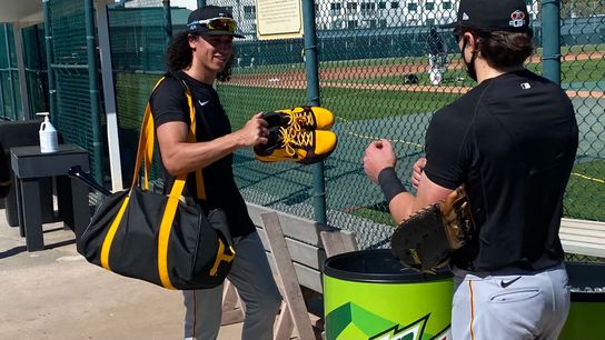 After outfield 'experiment,' Tucker is back into thick of shortstop competition taken in Bradenton, Fla. (Pirates)